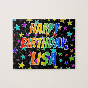 Quebra-cabeça "LISA" Primeiro Nome, Diversão "FELIZ ANIVERSÁRI