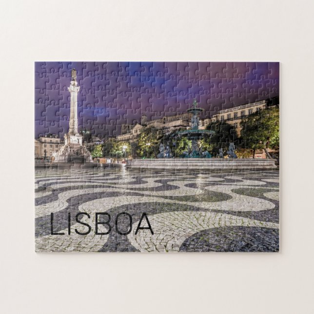 Quebra-cabeça Lisboa Portugal Rossio Square Holiday Souvenir (Horizontal)