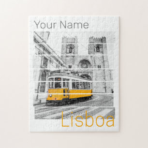 Quebra-cabeça Lisboa Portugal Vintage Holiday Tram Souvenir