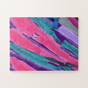 Quebra-cabeça Listras Abstratas Coloridas sobre Roxo Real