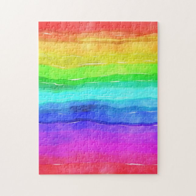 Quebra-cabeça Listras de Arco-Íris em Aquarela (Vertical)