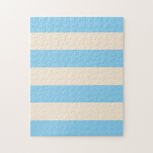 Quebra-cabeça Listras de Azul Bebê e Branco Antigo (Vertical)
