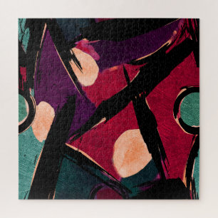 Quebra-cabeça Listras do arco-íris: Textura acrílica Abstrato