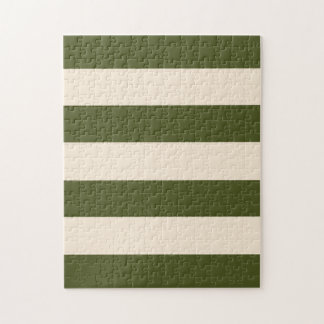 Quebra-cabeça Listras Verde Exército e Branco Antigo