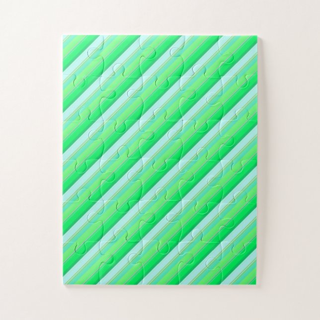 Quebra-cabeça Listras verdes aqua fofas (Vertical)