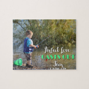 Quebra-cabeça Little Boy que pesca moldando para fora o