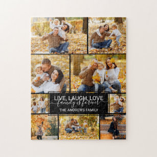 Quebra-cabeça Live Laugh Love Family é a Colagem de Fotos para s