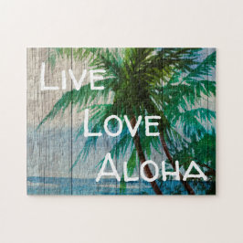 Quebra-cabeça Live Love Aloha Palm Tree Sinal de Praia