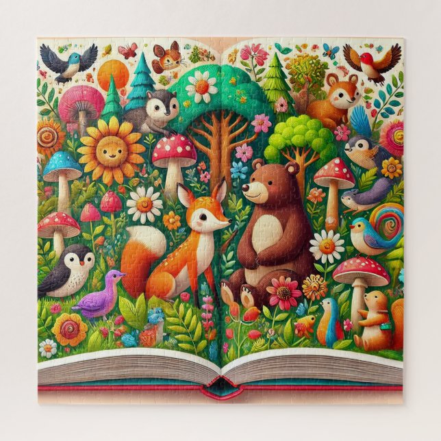 Quebra-cabeça Livro de Histórias de Animais da Floresta Presente (Vertical)