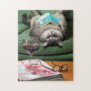 Quebra-cabeça Livro de Leitura de Gato de Cima para Baixo