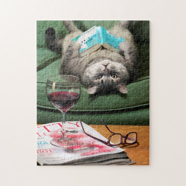 Quebra-cabeça Livro de Leitura de Gato de Cima para Baixo (Vertical)