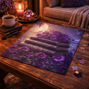 Quebra-cabeça Livro Gótico Roxo Floral