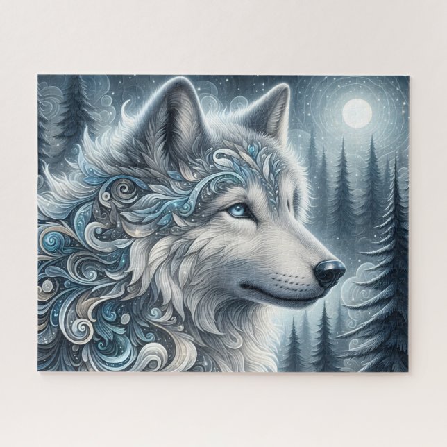 Quebra-cabeça Lobo Ártico Azul (Horizontal)
