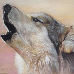 Quebra-cabeça lobo-cinza uivando a pintura da vida selvagem com