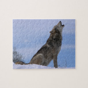 Quebra-cabeça Lobo de madeira do Alasca do urro