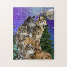 Quebra-cabeça lobo e Lua