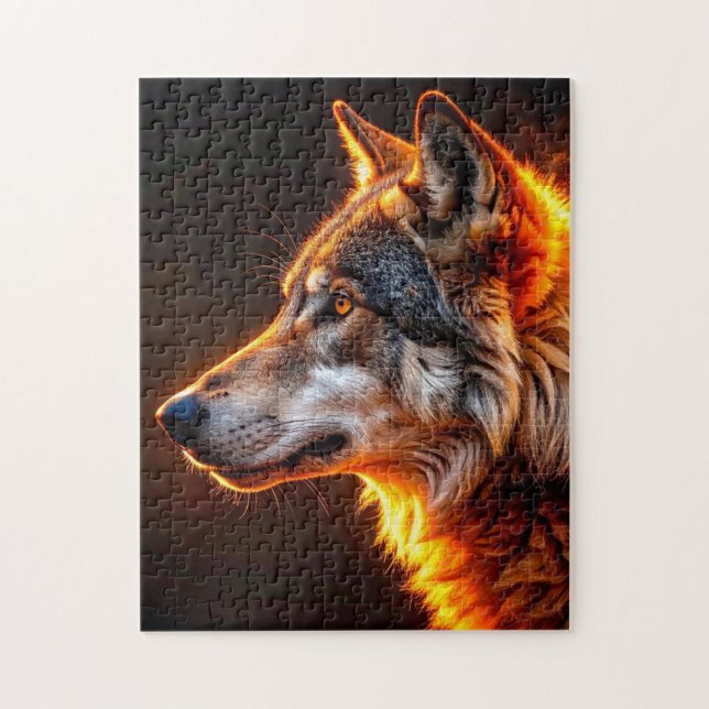 Quebra-cabeça Lobo Flamejante (Vertical)
