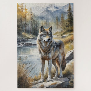 Quebra-cabeça Lobo Incrível em Algum Lugar na Linda Quebra-cabeç