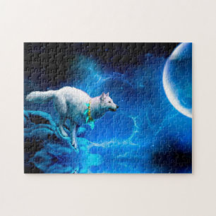 Quebra-cabeça Lobo indiano e lua cheio