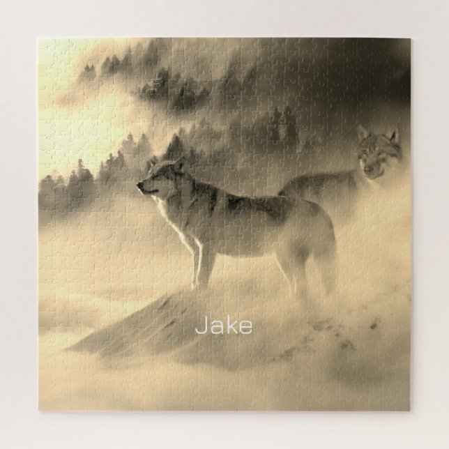 Quebra-cabeça lobos no nascer do sol (Vertical)