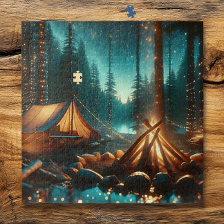 Quebra-cabeça Local de acampamento com luzes Bonito