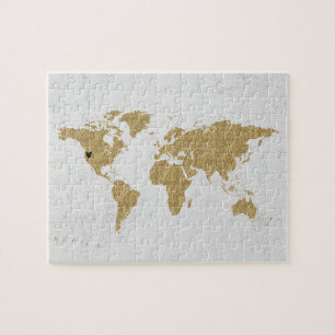 Quebra-cabeça Localização de Coração Personalizável do Mapa Mund