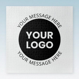 Quebra-cabeça Logotipo comercial e texto editável Branco e Preto