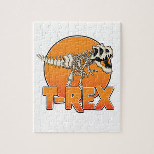 Quebra-cabeça logotipo de desenho animado T-REX
