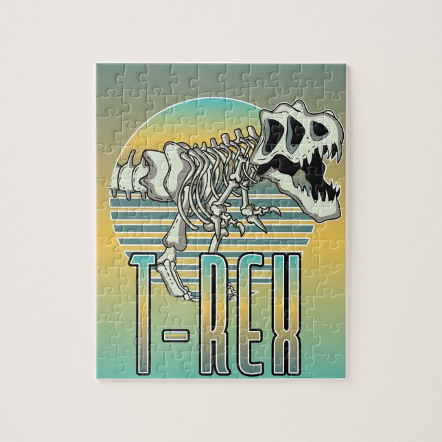 Quebra-cabeça logotipo de desenho animado T-REX (Vertical)