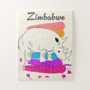 Quebra-cabeça logotipo de viagem retrô do Zimbábue
