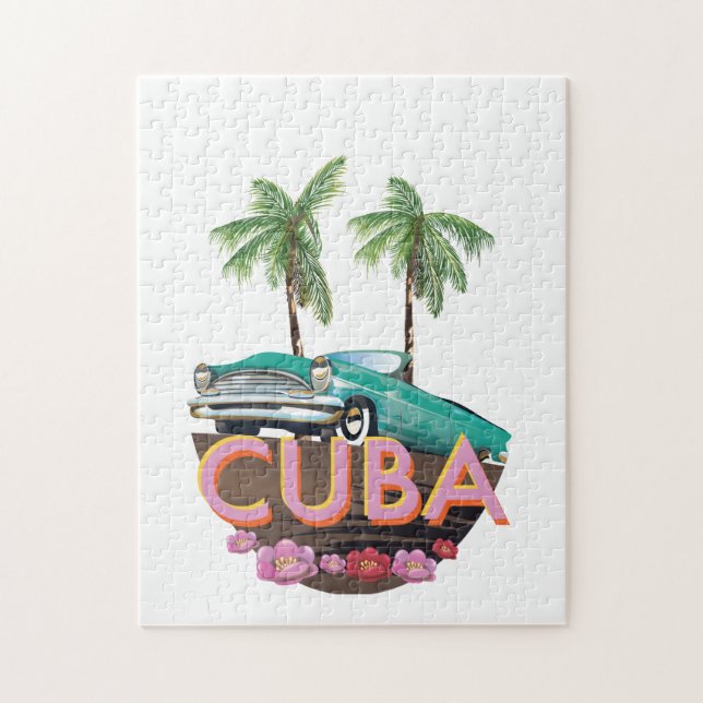 Quebra-cabeça logotipo do carro clássico de Cuba (Vertical)