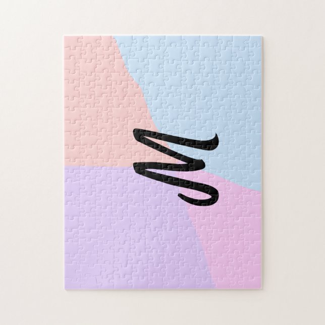 Quebra-cabeça logotipo monograma simples e mínimo personalizado (Vertical)