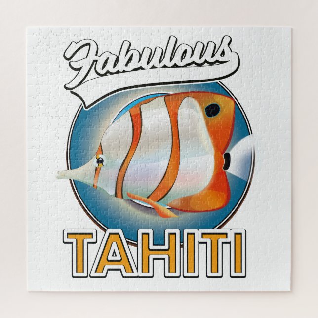 Quebra-cabeça logotipo retrô fabuloso do Taiti (Vertical)