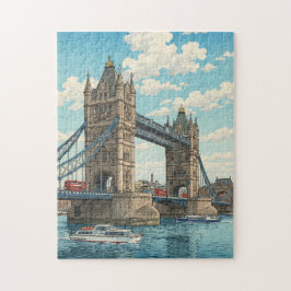 Quebra-cabeça London Tower Bridge Japanese Woodblock Print