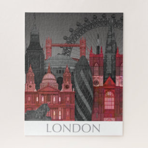 Quebra-cabeça Londres Elevações por Noite - Vermelho
