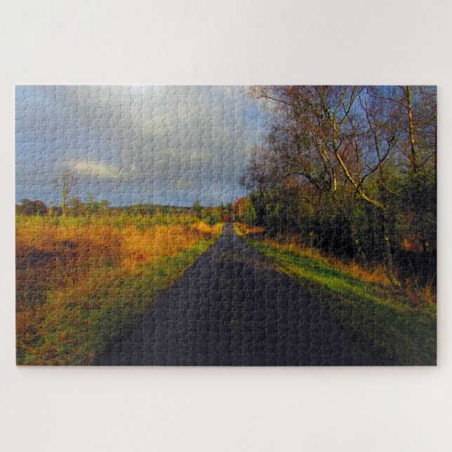 Quebra-cabeça Long Autumn Road, Escócia (Horizontal)