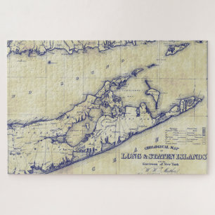 Quebra-cabeça Long Island, o mapa dos Hamptons, se aflita