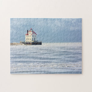 Quebra-cabeça Lorain Lighthouse no inverno