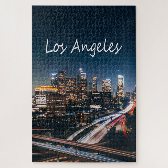 Quebra-cabeça Los Angeles California City Skyline à noite (Vertical)
