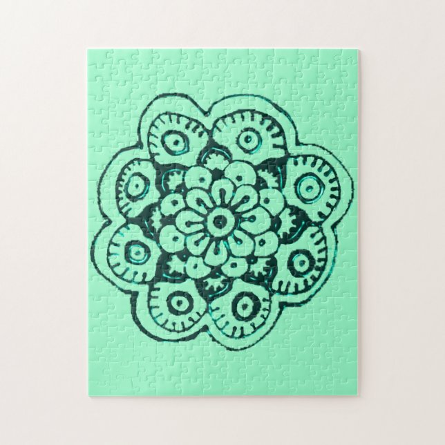 Quebra-cabeça Lotus Blossom (Henna)(Teal) (Vertical)
