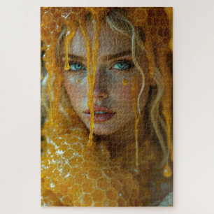 Quebra-cabeça Loura Bela Deusa num Brilho de Honeycomb