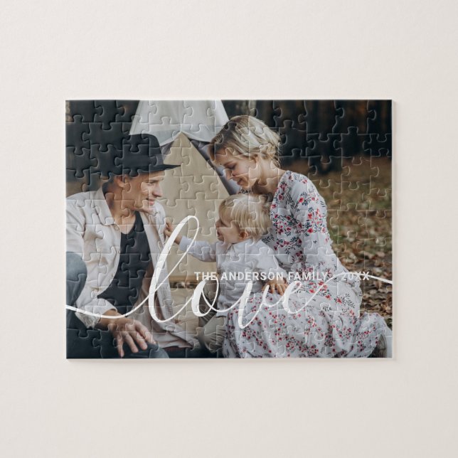 Quebra-cabeça 'Love' Custom family photo with custom name (Horizontal)