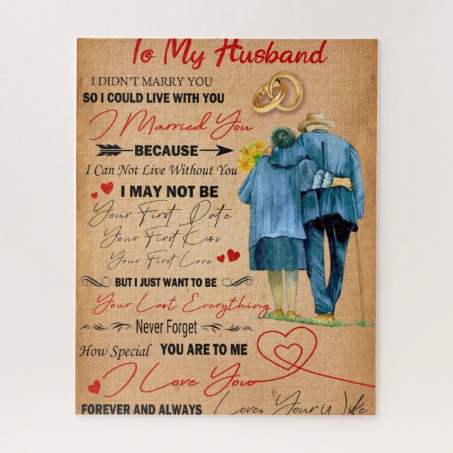 Quebra-cabeça Love Husband | Carta Ao Meu Marido Eu Te Amo (Vertical)