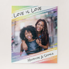 Quebra-cabeça Love is Love Modern Rainbow Adicionar sua foto e n