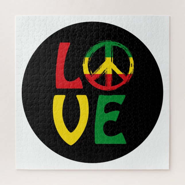 Quebra-cabeça LOVE Reggae com símbolo de paz (Vertical)
