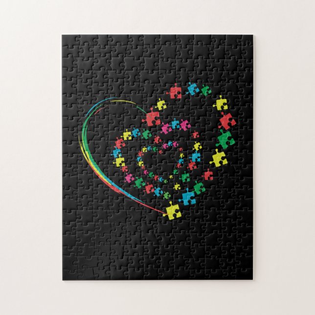 Quebra-cabeça Love Ribbon Heart Puzzle Autism Awareness Gift (Vertical)