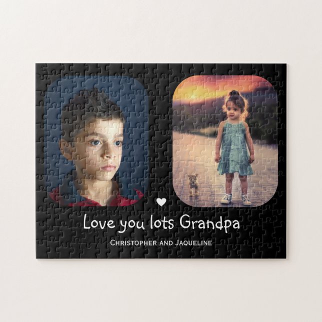 Quebra-cabeça Love You Grandpa 2 Photo Text Template Collage (Horizontal)