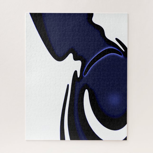 Quebra-cabeça Lua Azul: Azul Abstrato, Branco e Preto (Vertical)
