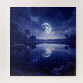 Quebra-cabeça Lua Refletindo Sobre A Superfície Do Lago