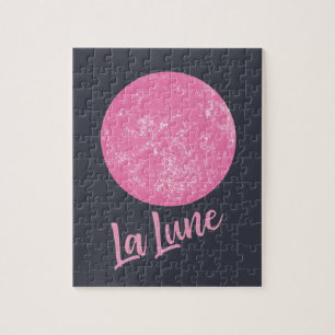 Quebra-cabeça Lua rosa-branca Ilustração francesa La Lune Blue